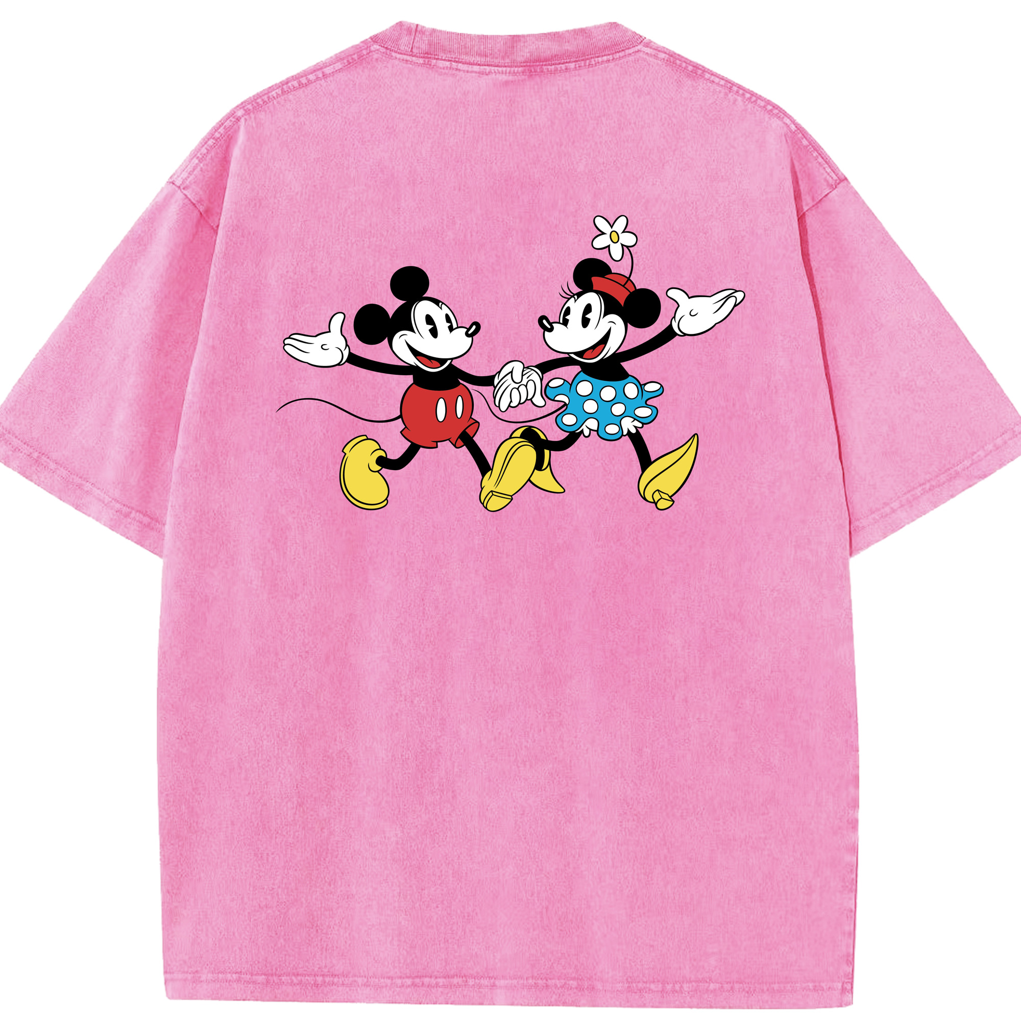 （画像用） ミッキーマウス Mickey Mouse 綿100% ヴィンテージ風 半袖Tシャツ（背面プリント）
